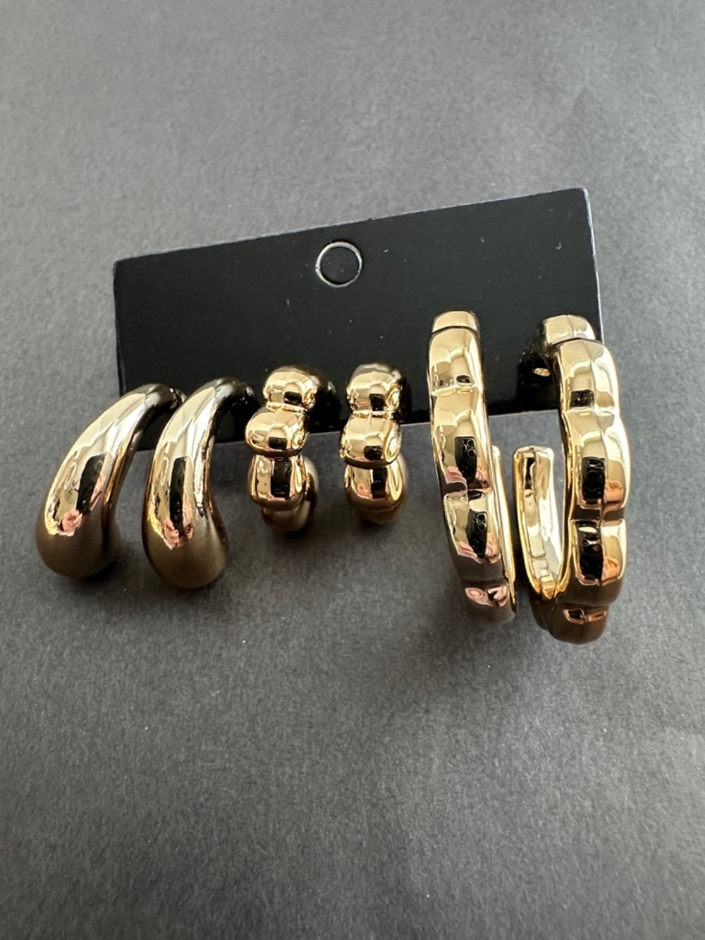 Gold Tone Hoop & Huggie Earring Set